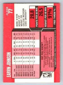 lot 77A image: Magic Earvin Johnson 1989 Fleer #77 Basketball Card