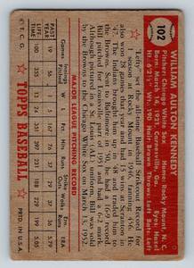 lot 97A image: 1952 Topps Bill Kennedy #102 Vintage Baseball Card