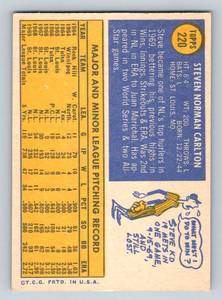 lot 170A image: 1970 Topps Steve Carlton #220 Vintage Baseball Card