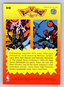 lot 176A image: Michael Jordan Larry Bird 1993 Upper Deck FaniMation #610 Basketball Card