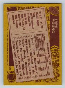 lot 11B image: Steve Young RC 1986 Topps #374 Vintage Rookie Football Card