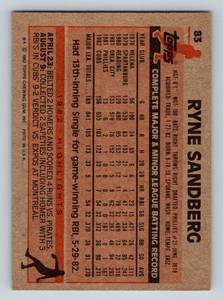 lot 30B image: Ryne Sandberg RC 1983 Topps #83 Rookie Vintage Baseball Card