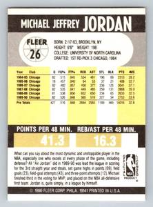 lot 35B image: Michael Jordan 1990 Fleer #26 Basketball Card