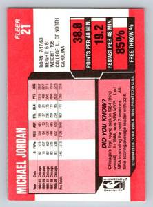 lot 38B image: Michael Jordan 1989 Fleer #21 Basketball Card
