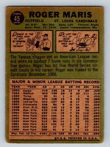 lot 40B image: Roger Maris 1967 Topps #45 Vintage Baseball Card