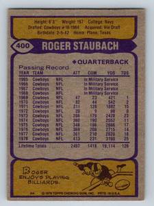 lot 41B image: Roger Staubach 1979 Topps #400 Vintage Football Card