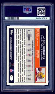 lot 10B image: Aaron Rodgers RC PSA Graded 7 NM 2005 Topps Black #431 Rookie Green Bay Packers Card