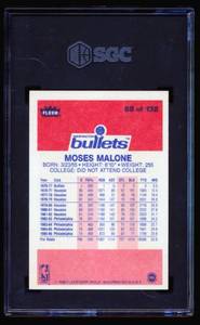 lot 17B image: 1986 Fleer Moses Malone #69 SGC Graded 6 EXNM Vintage Basketball Card