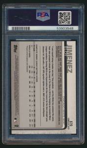 lot 19B image: Eloy Jimenez RC PSA Graded 9 Mint 2019 Topps Complete Set #670 Black Jersey Baseball Card