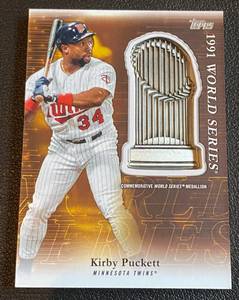 lot 26A image: Kirby Puckett World Series Medallion 2023 Topps #PTM-KP Minnesota Twins Baseball Card