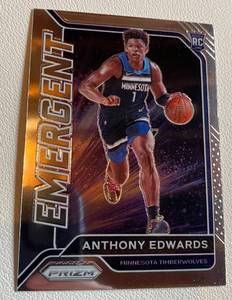 lot 40A image: Anthony Edwards RC 2020-21 Prizm Emergent #3 Rookie Minnesota Timberwolves Football Card