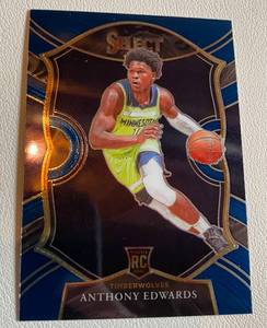 lot 44A image: Anthony Edwards RC 2020-21 Select Concourse #61 Rookie Minnesota Timberwolves Basketball Card