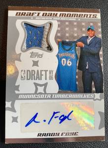 lot 48A image: Randy Foye Tri-Color Patch Auto RC Numbered 2525 - 2006 Topps Draft NY06 #DDMPA-RF, Rare Minnesota Timberwolves Basketball Card