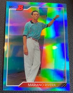 lot 55A image: Mariano Rivera Blue Refractor 2013 Bowman #302 Baseball Card