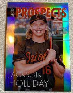 lot 67A image: Jackson Holliday RC 20203 Bowman Modern Prospects Happy Holiday #MP-4 Rookie Baseball Card