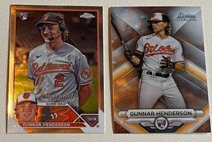 lot 83A image: Gunnar Henderson 2 Card RC Lot 2023 Bowman Sterling #BSR-3 and 2023 Topps Chrome #USC208 Rookie Baseball Cards