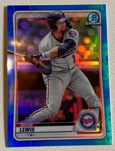 lot 100A image: Royce Lewis Blue Refractor Numbered 133150 2020 Bowman Chrome #BCP-195 Minnesota Twins Baseball Card