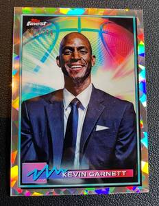 lot 110A image: Kevin Garnett Atomic Refractor Numbered 7299 2021 Topps Finest #5 Minnesota Timberwolves Basketball Card