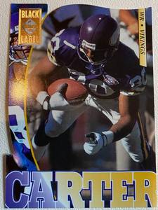 lot 113A image: Cris Carter Black Label Die Cut 1995 Collectors Edge #122 Minnesota Vikings Football Card