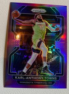 lot 123A image: Karl-Anthony Towns 99 2021-22 Purple Prizm #157 Minnesota Timberwolves Basketball Card