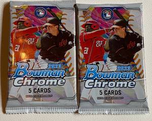 lot 130A image: 2023 Bowman Chrome Baseball 2 Pack Lot of Cards