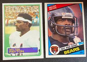 lot 153A image: Walter Payton (2) Card Lot 1983 and 1984 Topps Vintage Football Cards