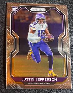 lot 164A image: Justin Jefferson RC 2020 Prizm #398 Rookie Minnesota Vikings Football Card