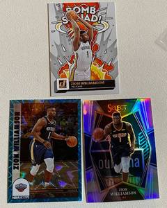 lot 167A image: Zion Williamson 3 Card Insert Basketball Card Lot