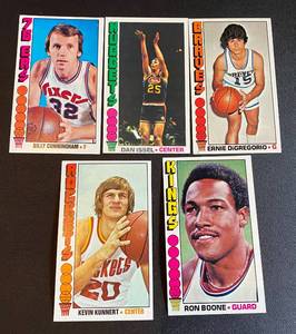 lot 187A image: 1976 Topps Basketball 5 Card Vintage Tall Boy Lot