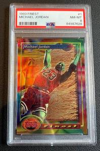 lot 4A image: 1993 Topps Finest Michael Jordan #1 PSA Graded 8 NM-MT Basketball Card