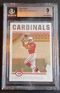 lot 16A image: Larry Fitzgerald RC 2004 Topps #360 Beckett Graded 9 Mint Rookie Football Card