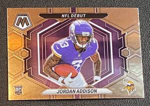 lot 31B image: Jordan Addison RC 2023 Mosaic NFL Debut #ND-14 Rookie Minnesota Vikings Football Card