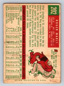 lot 17C image: Roger Maris 2nd Year 1959 Topps #202 Vintage Baseball Card