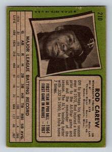 lot 29C image: Rod Carew 1971 Topps #210 Vintage Minnesota Twins Baseball Card