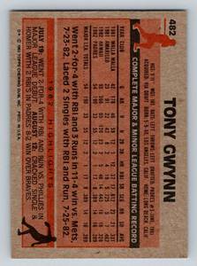 lot 33C image: Tony Gwynn RC 1983 Topps #482 Rookie Vintage Baseball Card