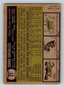 lot 50C image: 1961 Topps Zorro Versalles RC #21 Vintage Minnesota Twins Rookie Baseball Card