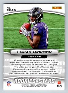 lot 52C image: Lamar Jackson 2018 Rookies & Stars Precision Passers #PP-19 Football Card