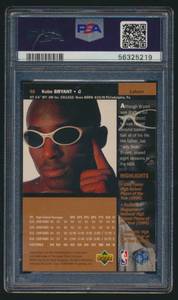 lot 6C image: Kobe Bryant RC PSA Graded 9 Mint 1996 Upper Deck #58 Rookie Basketball Card