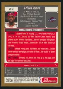 lot 51C image: LeBron James 2005 Bowman Draft Picks & Prospects #23 Basketball Card