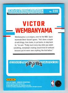 lot 14D image: Victor Wembanyama RC 2023-24 Donruss Rated Rookie #220 Rookie Basketball Card