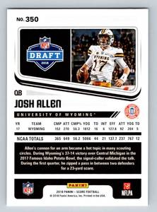 lot 40D image: Josh Allen RC 2018 Panini Score #350 Rookie Football Card