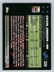 lot 42D image: Calvin Johnson RC 2007 Topps #320 Rookie Detroit Lions Football Card