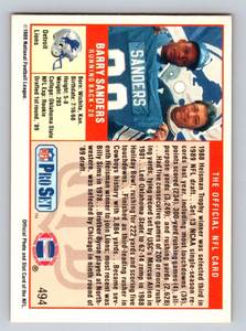 lot 44D image: Barry Sanders RC 1989 Pro Set #494 Rookie Football Card