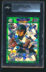 lot 10D image: 2021 Leaf Pro Set Metal Trey Lance Crystal Green Auto 1 of 1 Pre-Production Proof Football Card