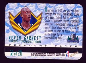 lot 28D image: Kevin Garnett Die Cut Insert 1997 Skybox NBA Hoops Airlines Frequent Flyer #12 Minnesota Timberwolves Basketball Card