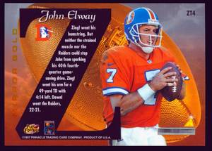lot 34D image: John Elway Rare Gold 1997 Pinnacle Z Team #ZT4 Football Card
