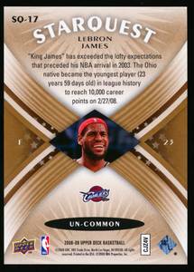 lot 39D image: LeBron James 2009-09 Upper Deck Starquest Insert #SQ-17 Basketball Card
