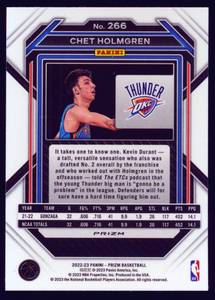lot 41D image: Chet Holmgren RC Red Ice 2022-23 Prizm #266 Rookie Basketball Card