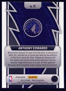 lot 51D image: Anthony Edwards Thunder Road Insert Silver Prizm 2022-23 Mosaic #15 Minnesota Timberwolves Basketball Card