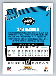 lot 25E image: Sam Darnold RC 2018 Donruss Rated Rookie #301 Minnesota Vikings Rookie Football Card